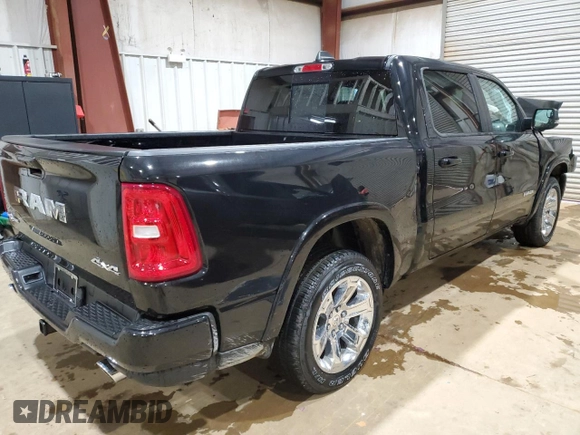 2025 Ram 1500 Big Horn with VIN 1C6SRFFP6SN540259, listed as a Copart auction lot 44974115 with 814 mi miles and Salvage Title. Bid and sale history available at carsss.com. Image 3.