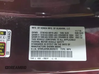 2020 Honda Odyssey EX with VIN 5FNRL6H50LB028372, listed as a IAAI auction lot 40763598 with 38,512 mi miles and . Bid and sale history available at DreamBid. Image 9.