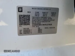 2019 Chevrolet Tahoe LT with VIN 1GNSKBKC5KR137818, listed as a Copart auction lot 50654885 with 138,334 mi miles and Salvage title. Bid and sale history available at DreamBid. Image 16.