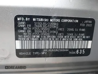 2022 Mitsubishi Outlander SE z VIN JA4J4UA89NZ068444, wystawiony jako IAAI lot #41800644 z przebiegiem 48 793 mil mil oraz . Historia ofert i sprzedaży dostępna na DreamBid. Obrazek 9.