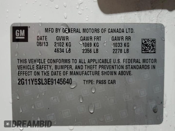 2014 Chevrolet Impala LS z VIN 2G11Y5SL3E9145640, wystawiony jako Copart lot #52095965 z przebiegiem 105 520 mil mil oraz Szkoda całkowita • Salvage title. Historia ofert i sprzedaży dostępna na DreamBid. Obrazek 12.