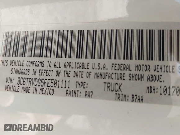 2015 Ram ProMaster Cargo with VIN 3C6TRVDG5FE501111, listed as a IAAI auction lot 42210016 with 208,038 mi miles. Bid and sale history available at carsss.com. Image 9.