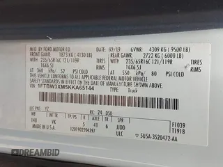 2019 Ford Transit with VIN 1FTBW3XM5KKA65144, listed as a IAAI auction lot 42177817 with 531,306 mi miles and . Bid and sale history available at carsss.com. Image 9.