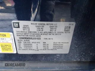2016 Chevrolet Traverse LT with VIN 1GNKRGKD9GJ301823, listed as a IAAI auction lot 41374254 with 145,235 mi miles and . Bid and sale history available at DreamBid. Image 9.