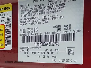 2019 Ford Fusion Titanium с VIN 3FA6P0D96KR152789, выставлен на аукционе IAAI как лот 42523192 с пробегом Не указан миль и . История ставок и продаж доступна на DreamBid. Изображение 9.