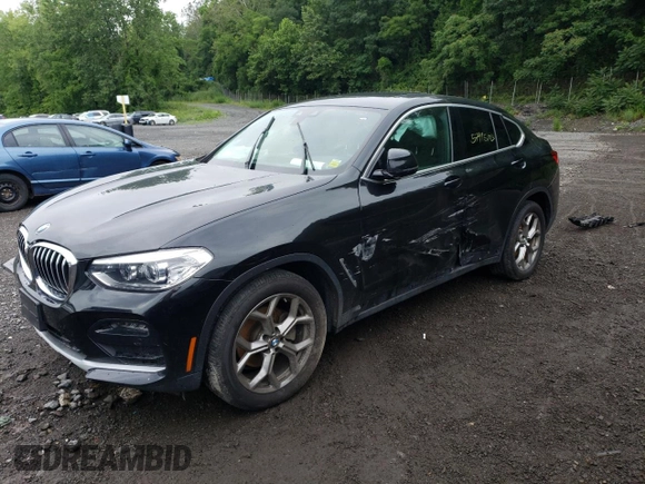 2020 BMW X4 xDrive30i with VIN 5UX2V1C06L9B74345, listed as a Copart auction lot 57495183 with 0 mi miles. Bid and sale history available at carsss.com. Image 1.