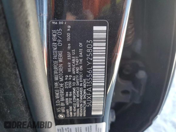 2006 BMW X5 3.0i with VIN 5UXFA13556LY25803, listed as a Copart auction lot 76314694 with 285,148 mi miles and Salvage Title. Bid and sale history available at carsss.com. Image 15.