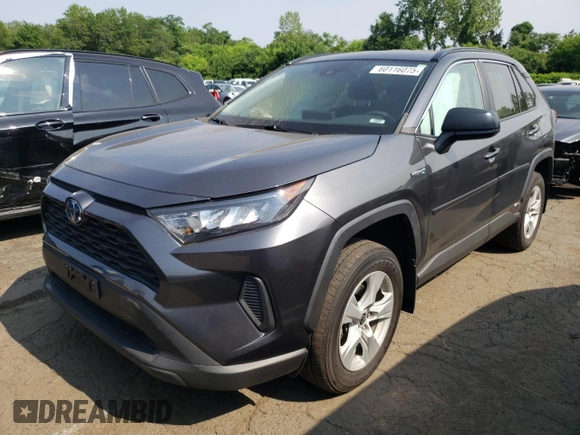 2021 Toyota RAV4 Hybrid LE with VIN 4T3LWRFV7MU029922, listed as a Copart auction lot 60116075 with 37,547 mi miles and Salvage title. Bid and sale history available at DreamBid. Image 1.