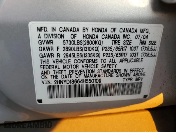 2004 Acura MDX Touring Pkg with VIN 2HNYD18664H550109, listed as a Copart auction lot 78240704 with 182,621 mi miles and Clean Title. Bid and sale history available at carsss.com. Image 13.