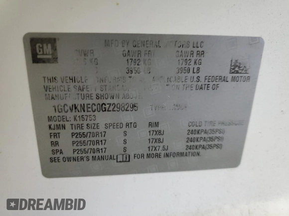 2016 Chevrolet Silverado 1500 Work Truck with VIN 1GCVKNEC0GZ298295, listed as a Copart auction lot 87610585 with 110,874 mi miles and Salvage Title. Bid and sale history available at carsss.com. Image 14.