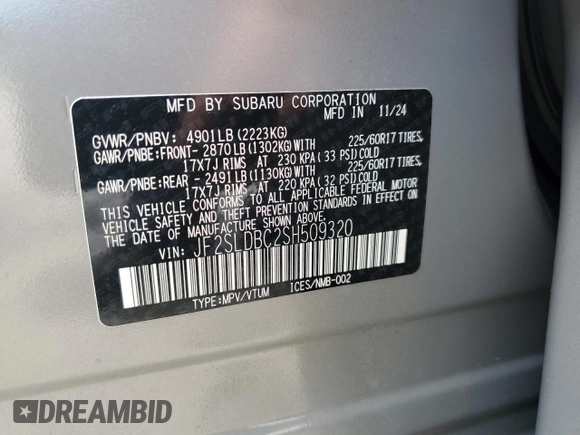 2025 Subaru Forester Premium z VIN JF2SLDBC2SH509320, wystawiony jako Copart lot #62509545 z przebiegiem 6 188 mil mil oraz Szkoda całkowita • Salvage title. Historia ofert i sprzedaży dostępna na DreamBid. Obrazek 13.
