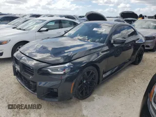 2023 BMW M2 with VIN 3MF13DM07P8D63938, listed as a Copart auction lot 77996634 with 8,571 mi miles and Salvage Title. Bid and sale history available at carsss.com. Image 1.