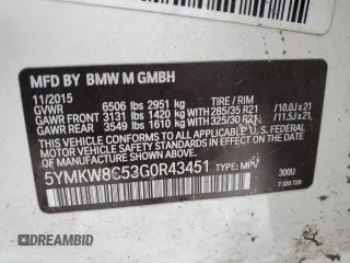 2016 BMW X6 M with VIN 5YMKW8C53G0R43451, listed as a Copart auction lot 41389955 with 69,003 mi miles and Salvage Title. Bid and sale history available at carsss.com. Image 14.