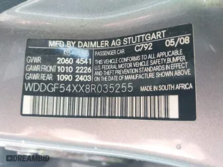 2008 Mercedes-Benz C-Class 3.0L Sport with VIN WDDGF54XX8R035255, listed as a IAAI auction lot 41684431 with 177,193 mi miles. Bid and sale history available at carsss.com. Image 9.