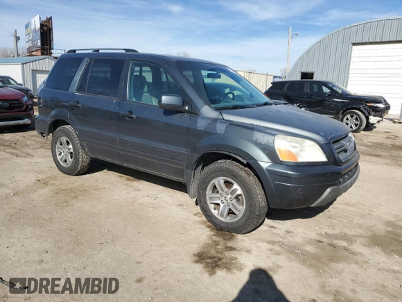 2004 Honda Pilot EX with VIN 2HKYF18534H587990, listed as a Copart auction lot 43003585 with 283,562 mi miles and Salvage Title. Bid and sale history available at DreamBid. Image 4.