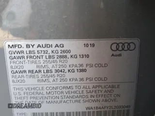 2020 Audi SQ5 Premium Plus with VIN WA1B4AFY2L2033049, listed as a Copart auction lot 57482134 with 44,357 mi miles and Salvage Title. Bid and sale history available at DreamBid. Image 14.
