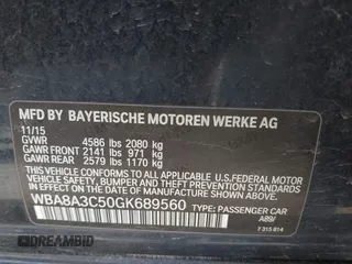 2016 BMW 3 Series 320i xDrive z VIN WBA8A3C50GK689560, wystawiony jako IAAI lot #41761594 z przebiegiem 86 453 mil mil oraz . Historia ofert i sprzedaży dostępna na DreamBid. Obrazek 9.