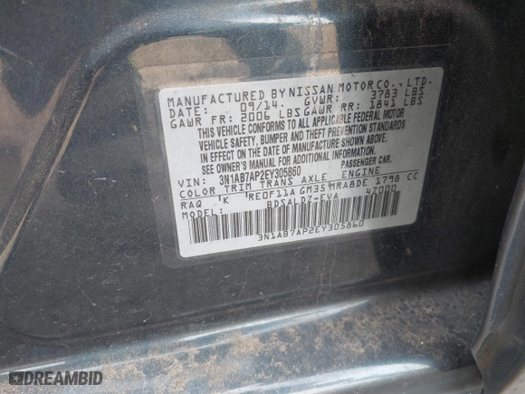 2014 Nissan Sentra SV with VIN 3N1AB7AP2EY305860, listed as a IAAI auction lot 41281860 with 123,412 mi miles. Bid and sale history available at carsss.com. Image 9.