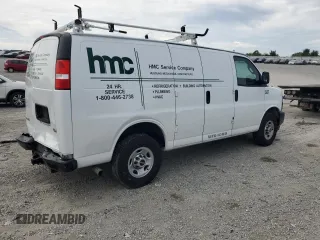 2023 GMC Savana Cargo Van with VIN 1GTW7AFP7P1111956, listed as a Copart auction lot 69986504 with 11,645 mi miles and Salvage Title. Bid and sale history available at carsss.com. Image 3.