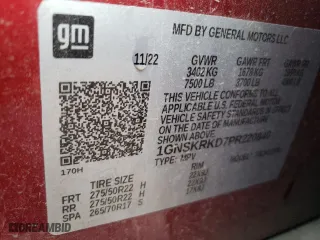 2023 Chevrolet Tahoe RST with VIN 1GNSKRKD7PR220840, listed as a Copart auction lot 86608654 with 44,628 mi miles and Salvage Title. Bid and sale history available at carsss.com. Image 14.