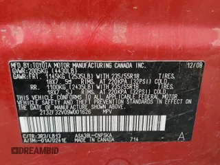 2009 Toyota RAV4 Sport с VIN 2T3ZF32V09W001626, выставлен на аукционе Copart как лот 51852435 с пробегом 240 499 миль миль и Чистый • Clean title. История ставок и продаж доступна на DreamBid. Изображение 13.