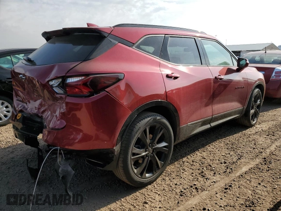 2020 Chevrolet Blazer RS z VIN 3GNKBKRS0LS571088, wystawiony jako Copart lot #54438135 z przebiegiem 28 124 mil mil oraz Szkoda całkowita • Salvage title. Historia ofert i sprzedaży dostępna na DreamBid. Obrazek 3.