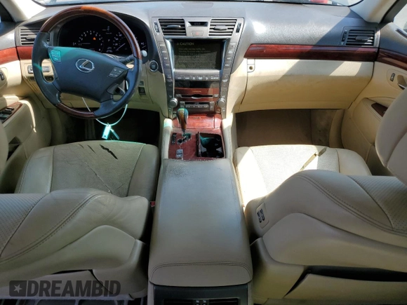 2007 Lexus LS 460 with VIN JTHBL46F275003142, listed as a Copart auction lot 61832185 with 181,203 mi miles and Salvage title. Bid and sale history available at DreamBid. Image 8.