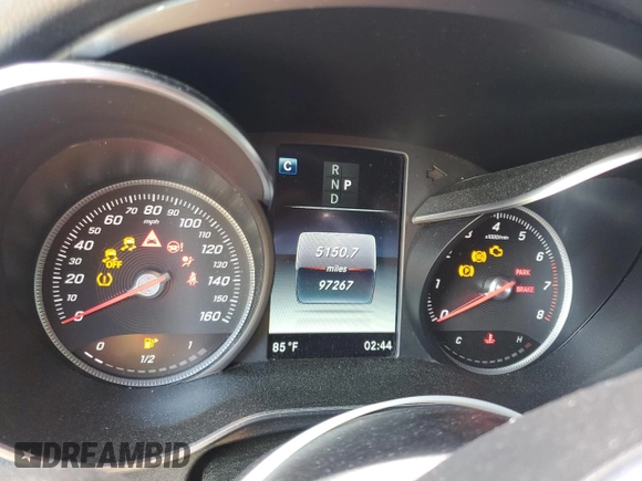 2018 Mercedes-Benz C 300 with VIN WDDWJ4KB6JF704074, listed as a Copart auction lot 57957375 with 97,267 mi miles and Salvage title. Bid and sale history available at DreamBid. Image 9.