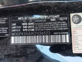2012 Mercedes-Benz SLK-Class SLK 350 with VIN WDDPK5HA9CF036523, listed as a IAAI auction lot 41663366 with 65,722 mi miles. Bid and sale history available at carsss.com. Image 9.