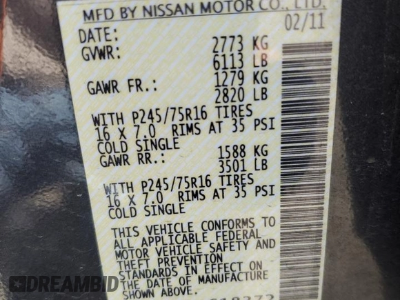 2011 Nissan Pathfinder SV z VIN 5N1AR1NB3BC618372, wystawiony jako Copart lot #60319365 z przebiegiem 91 251 mil mil oraz Szkoda całkowita • Salvage title. Historia ofert i sprzedaży dostępna na DreamBid. Obrazek 13.