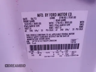 2013 Ford F-150 XL с VIN 1FTFX1CT6DFC88336, выставлен на аукционе Copart как лот 84088974 с пробегом 124 538 миль миль и Списание • Salvage title. История ставок и продаж доступна на DreamBid. Изображение 14.
