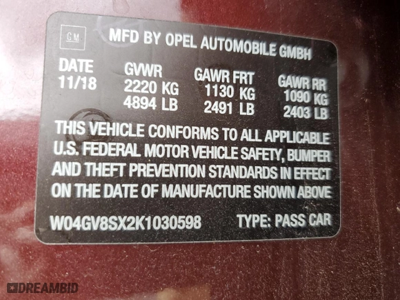2019 Buick Regal TourX Essence with VIN W04GV8SX2K1030598, listed as a Copart auction lot 70877714 with NaN miles and Salvage Title. Bid and sale history available at carsss.com. Image 13.
