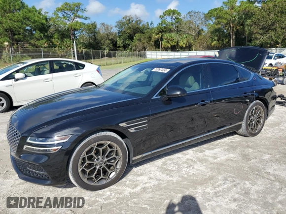 2021 Genesis G80 2.5T z VIN KMTGB4SC5MU046866, wystawiony jako Copart lot #76997434 z przebiegiem 68 111 mil mil oraz Szkoda całkowita • Salvage title. Historia ofert i sprzedaży dostępna na DreamBid. Obrazek 1.