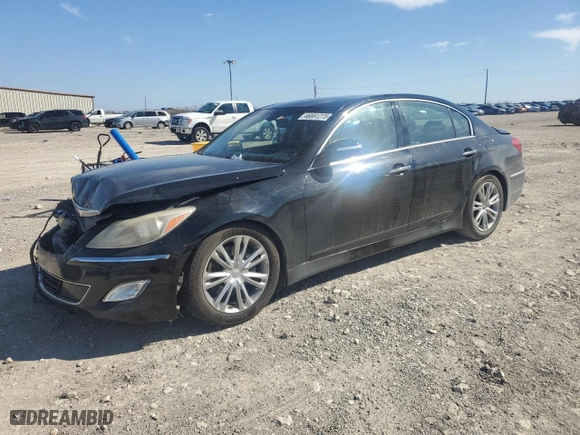 2012 Hyundai Genesis 3.8L with VIN KMHGC4DD2CU192640, listed as a Copart auction lot 46691275 with 188,602 mi miles and Salvage Title. Bid and sale history available at carsss.com. Image 1.