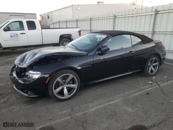 2010 BMW 6 Series 650i with VIN WBAEB5C52AC226140, listed as a Copart auction lot 84452814 with 60,728 mi miles and Salvage Title. Bid and sale history available at carsss.com. Image 1.