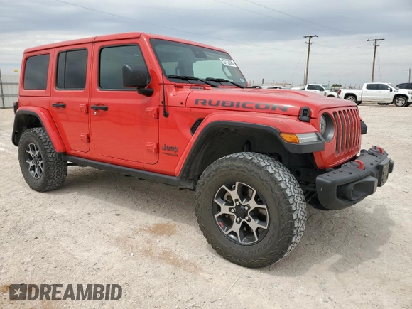 2019 Jeep Wrangler Unlimited Rubicon with VIN 1C4HJXFG4KW581967, listed as a Copart auction lot 53712235 with 37,474 mi miles and Salvage title. Bid and sale history available at DreamBid. Image 4.