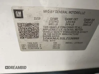 2020 GMC Acadia SLT with VIN 1GKKNULS1LZ136995, listed as a IAAI auction lot 41709849 with 137,899 mi miles and . Bid and sale history available at DreamBid. Image 9.