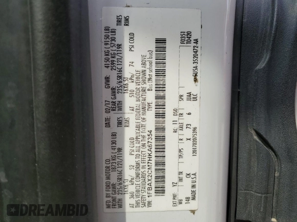 2017 Ford Transit XL с VIN 1FBAX2CM7HKA67354, выставлен на аукционе Copart как лот 59196205 с пробегом 106 891 миль миль и Списание • Salvage title. История ставок и продаж доступна на DreamBid. Изображение 13.