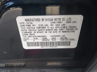 2005 Infiniti G35 with VIN JNKCV51E15M205962, listed as a IAAI auction lot 41386642 with 194,197 mi miles and . Bid and sale history available at DreamBid. Image 9.