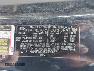 2019 Kia Soul + with VIN KNDJP3A55K7690687, listed as a IAAI auction lot 41715563 with 142,592 mi miles and . Bid and sale history available at DreamBid. Image 9.