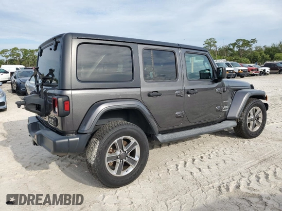 2018 Jeep Wrangler Unlimited Sahara z VIN 1C4HJXEG6JW174944, wystawiony jako Copart lot #54786595 z przebiegiem 81 782 mil mil oraz Szkoda całkowita • Salvage title. Historia ofert i sprzedaży dostępna na DreamBid. Obrazek 3.