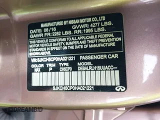 2017 Infiniti QX30 z VIN SJKCH5CP0HA021221, wystawiony jako IAAI lot #41771213 z przebiegiem 88 351 mil mil oraz . Historia ofert i sprzedaży dostępna na DreamBid. Obrazek 9.