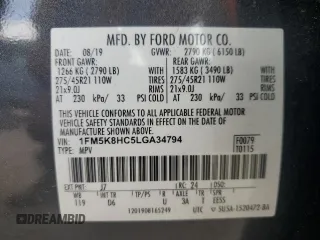 2020 Ford Explorer Platinum with VIN 1FM5K8HC5LGA34794, listed as a Copart auction lot 51812355 with Not provided miles and Salvage title. Bid and sale history available at DreamBid. Image 15.