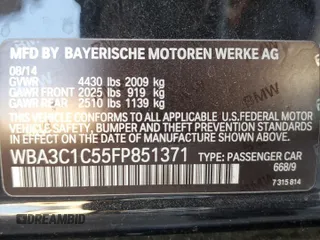 2015 BMW 3 Series 328i with VIN WBA3C1C55FP851371, listed as a Copart auction lot 41682015 with 120,850 mi miles and Salvage Title. Bid and sale history available at carsss.com. Image 12.