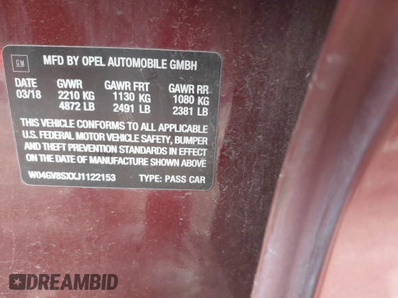2018 Buick Regal Essence with VIN W04GV8SXXJ1122153, listed as a IAAI auction lot 42112879 with 70,408 mi miles and . Bid and sale history available at DreamBid. Image 9.