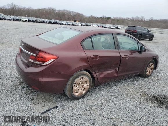 2014 Honda Civic Sedan LX with VIN 19XFB2F59EE056276, listed as a Copart auction lot 47921485 with 191,868 mi miles and Salvage Title. Bid and sale history available at carsss.com. Image 3.