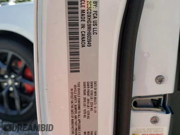 2021 Dodge Charger GT with VIN 2C3CDXHG9MH603949, listed as a Copart auction lot 49962995 with 12,892 mi miles and Salvage Title. Bid and sale history available at DreamBid. Image 13.