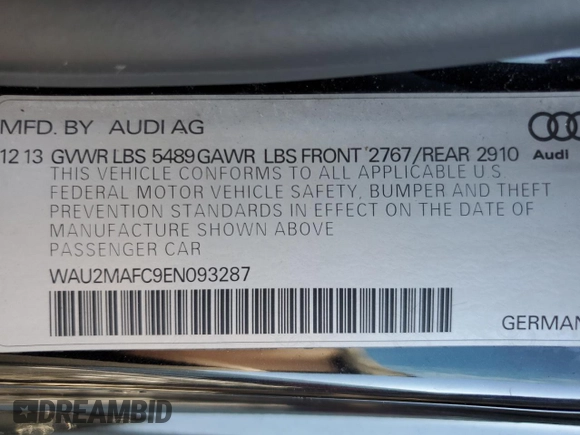 2014 Audi A7 Prestige with VIN WAU2MAFC9EN093287, listed as a Copart auction lot 86430124 with 157,212 mi miles and Salvage title. Bid and sale history available at DreamBid. Image 15.