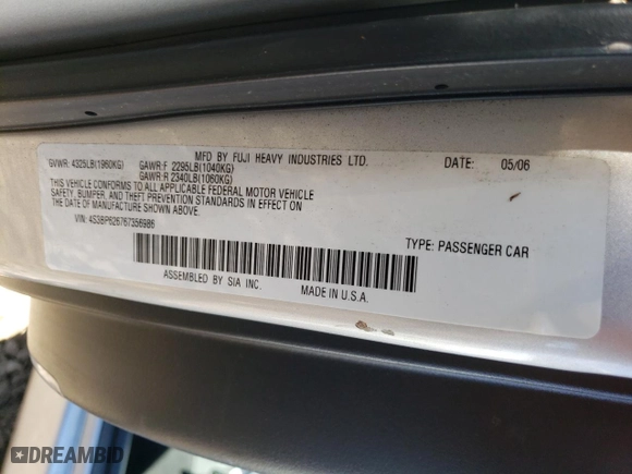 2006 Subaru Legacy Wagon 2.5i Special Edition with VIN 4S3BP626767356986, listed as a Copart auction lot 81142474 with NaN miles and Salvage Title. Bid and sale history available at carsss.com. Image 14.