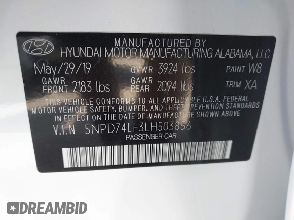 2020 Hyundai Elantra SE z VIN 5NPD74LF3LH503856, wystawiony jako IAAI lot #42320446 z przebiegiem 122 629 mil mil oraz . Historia ofert i sprzedaży dostępna na DreamBid. Obrazek 9.